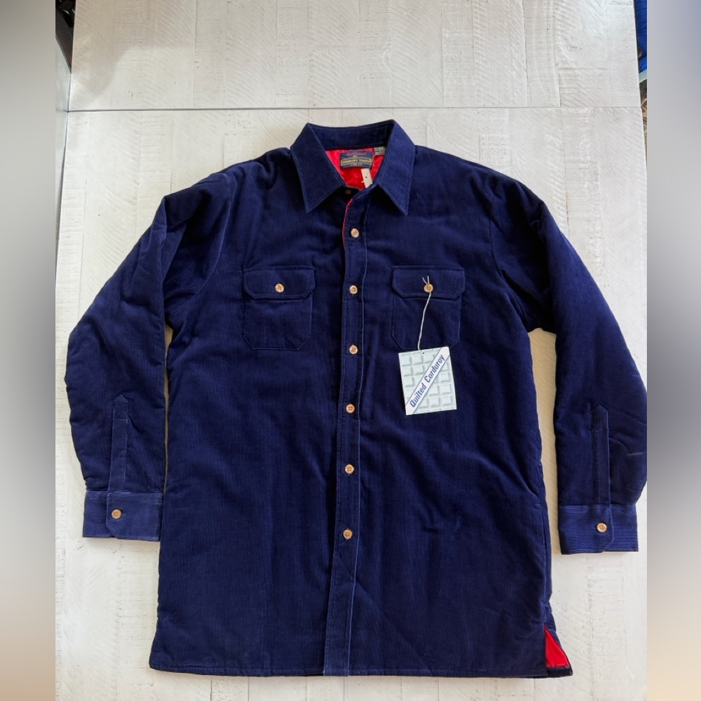 Men’s Vintage Chore/Barn Shacket Dead stock Corduroy Blue Red Button-Up XL NWT